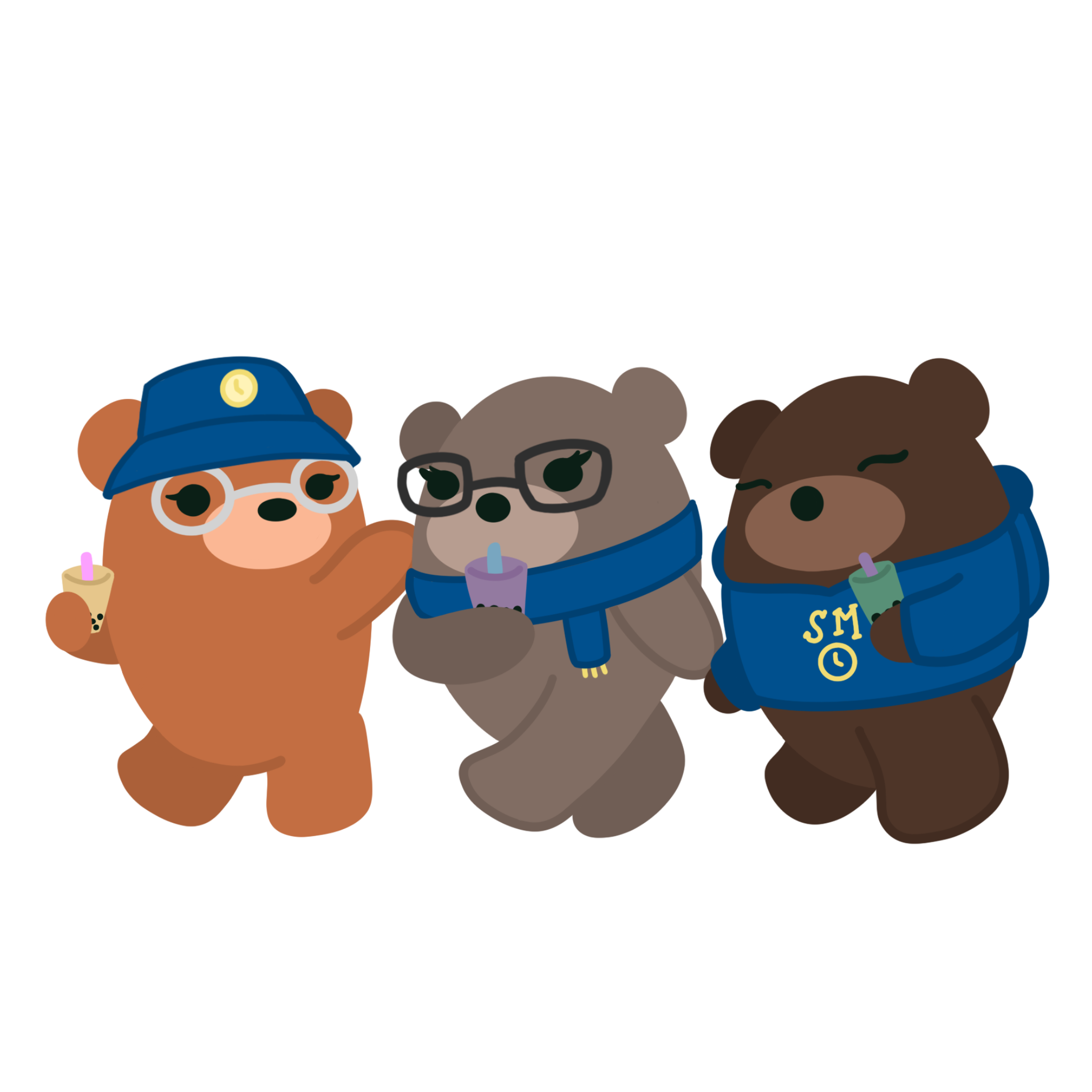 Three bears with boba