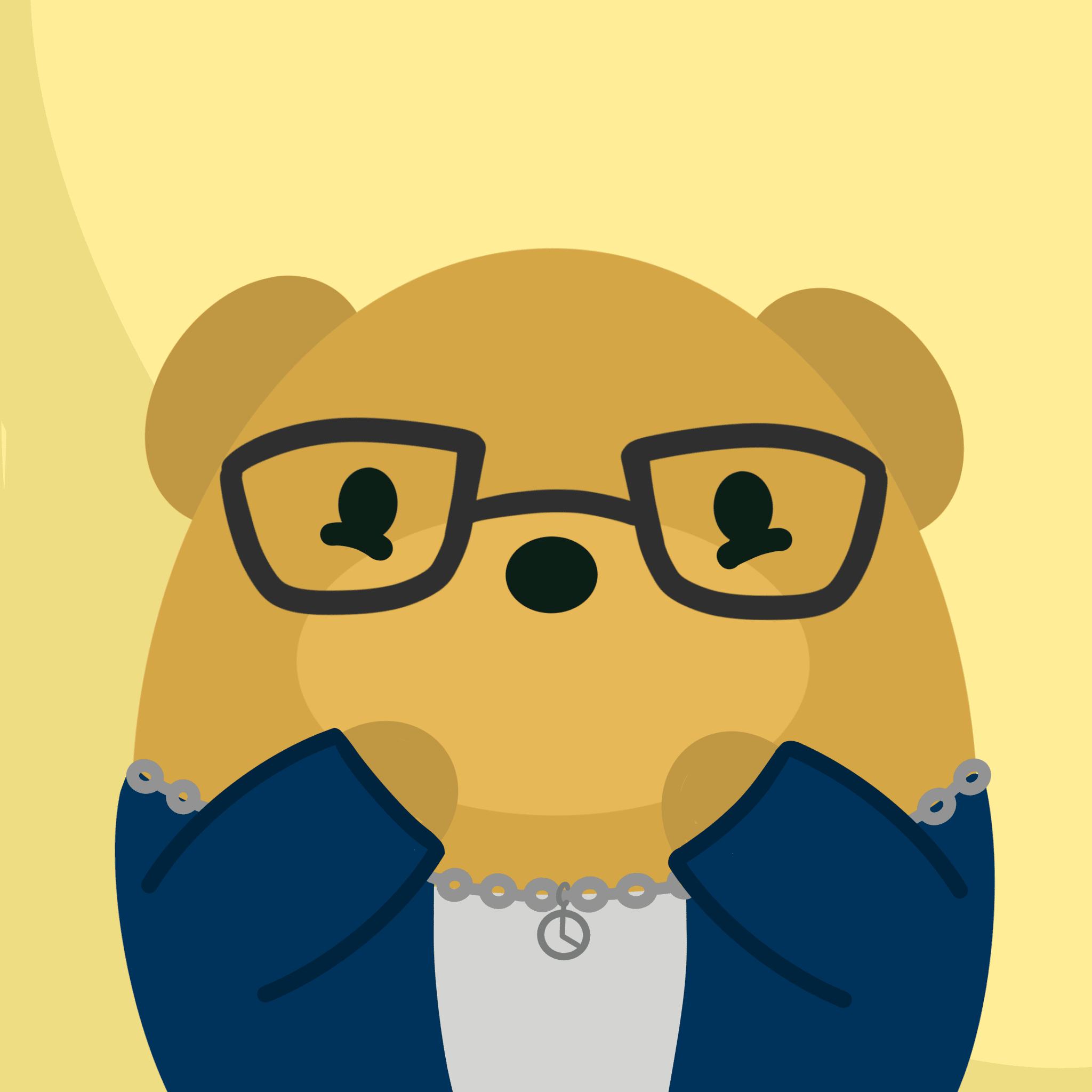 Excited bear with glasses